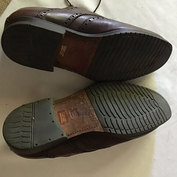 Mens Brown Leather Brogue Oxford Shoes With Lace-Up Design & Rubber Soles - Picture 9 of 12